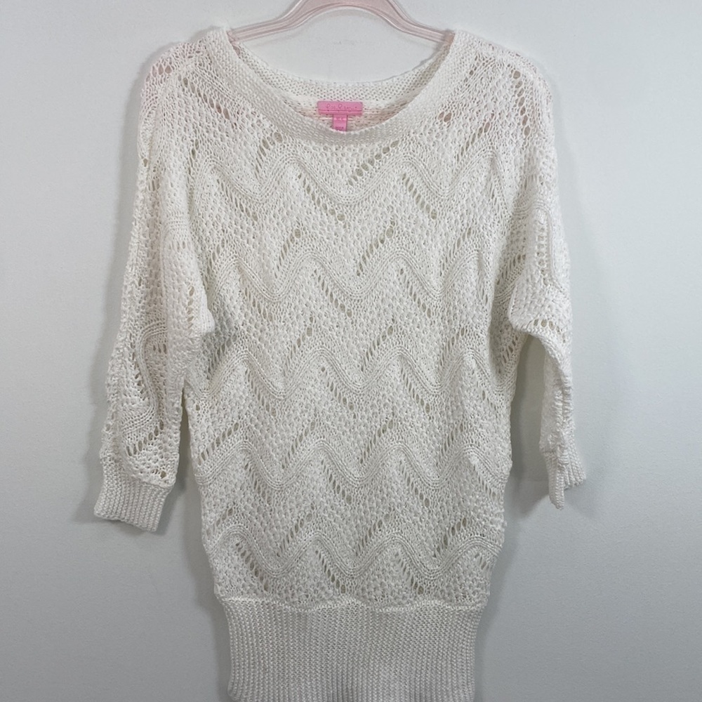 Lilly Pulitzer Open Knit Top Dolman Sleeve Women's XS/S  White